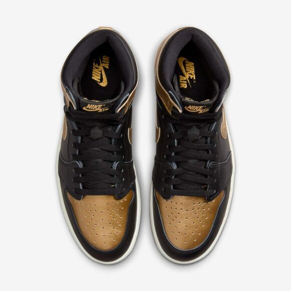 Nike Air Jordan 1 Retro High OG Black/Metallic Gold-Sail DZ5485-071 Men's - Picture 4 of 4